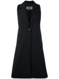 flared sleeveless midi coat