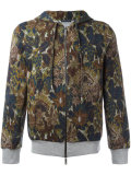 floral print zipped hoodie