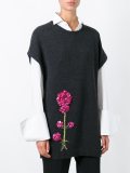 flower embellished knit blouse