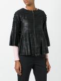 cropped sleeves leather jacket 