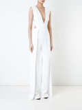 pleat detail V-neck jumpsuit
