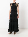 lace-detail ruffle maxi dress