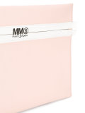 logo print zip clutch