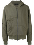 destroyed zipped hoodie