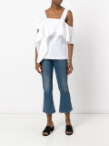 asymmetric sleeves ruffled blouse