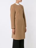 collarless buttoned coat