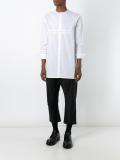 oversized collarless shirt