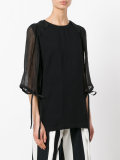 ribbon-tie sleeve blouse