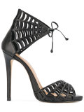 web motif stiletto sandals