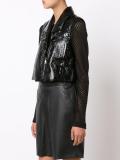 sleeveless textured biker jacket