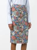 floral jacquard pencil skirt