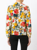 flower print collarless shirt