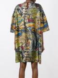 forest print shift dress