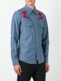 embroidered rose denim shirt