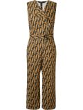 V-neck printed cropped jumpsuit