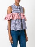 checked ruffled detail shirt
