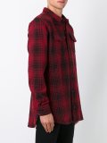 后对比条纹格纹衬衫