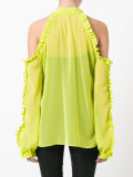 cold shoulder ruffle trim shirt