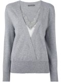 lace inset v neck jumper