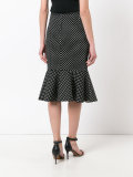 polka-dot frill hem pencil skirt