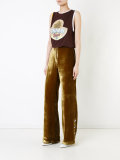 metallic flared trousers