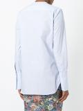 collarless striped shirt