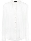 mandarin gathered neck shirt