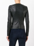 collarless zipped jacket