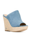 denim wedge mules