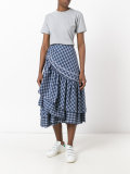 check ruffled skirt