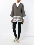 V-Neck Border Stripe Poncho