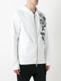 logo patch zipped hoodie 