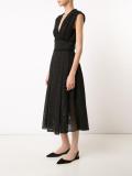 pleat trim flared dress