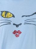 'cat wink' motif T-shirt