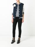 flower embellished bomber jacket
