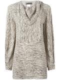 draped neck striped blouse