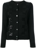 embroidered classic checkered cardigan
