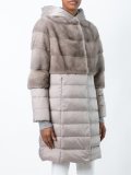 mink fur panel puffer coat  