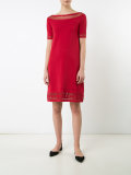 sheer trim midi dress