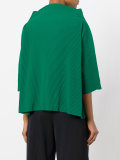 Ribbed wide funnel neck top