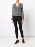 patterned v-neck blouse