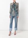 printed sheer shirt