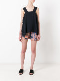 ruffle trim floral print shorts