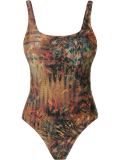 open back printed swimsuit