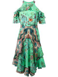 multiple print cut-out dress