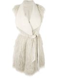 sleeveless belted coat