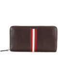 striped trim zipped wallet