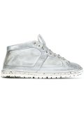 distressed hi-top sneakers