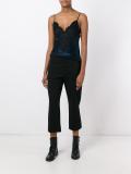 drop-crotch flared cropped trousers