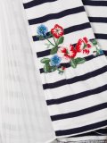 floral embroidery striped T-shirt